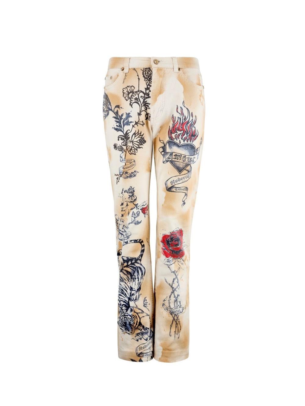 Roberto Cavalli S/S 2003 Tattoo Print Amour Tiger Jeans